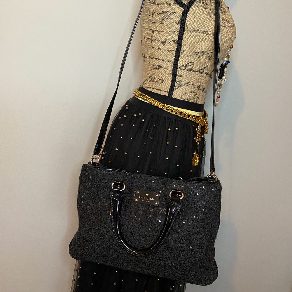 Kate Spade Black Sequin Patent Leather Handbag